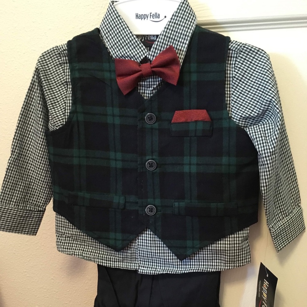 HappyFella Toddler Boy Scottish Plaid 4T Vest Set